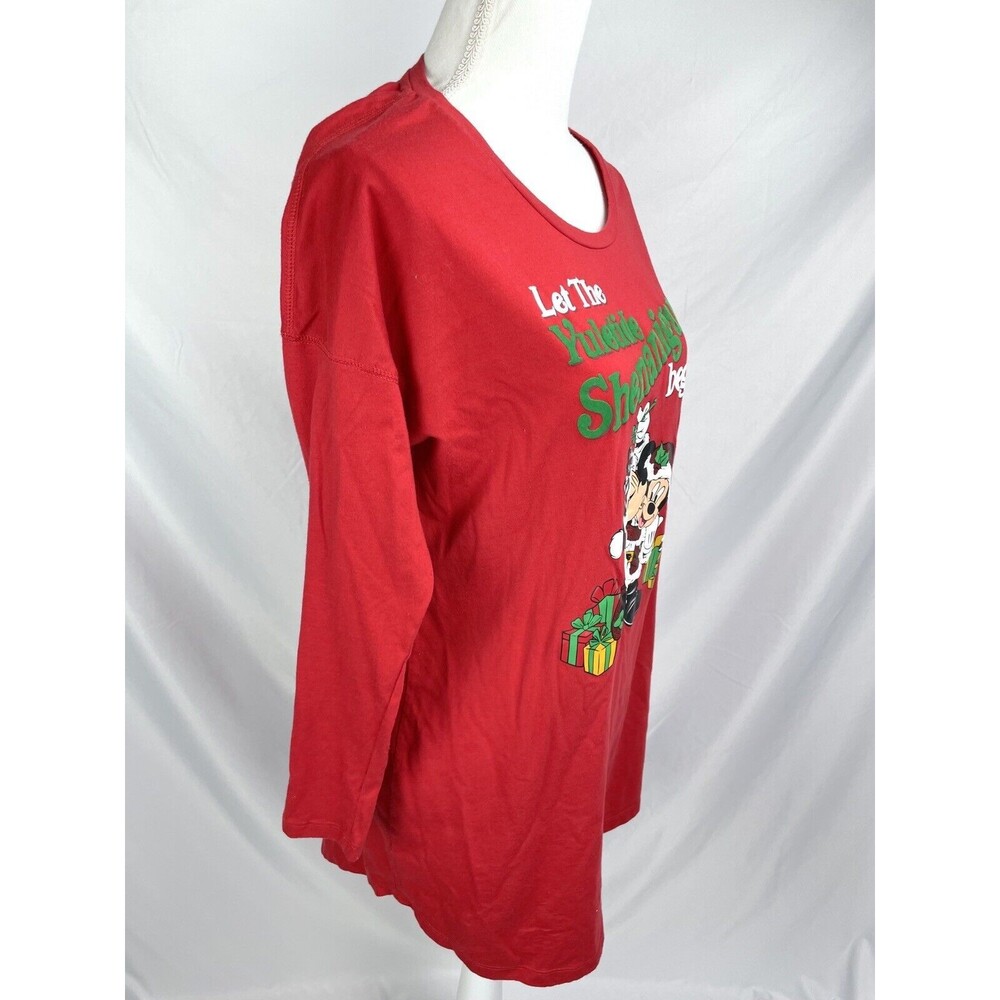 Disney Parks M/L‎ Mickey Minnie Mouse Red Christmas Shirt Women Yuletide - Picture 6 of 8